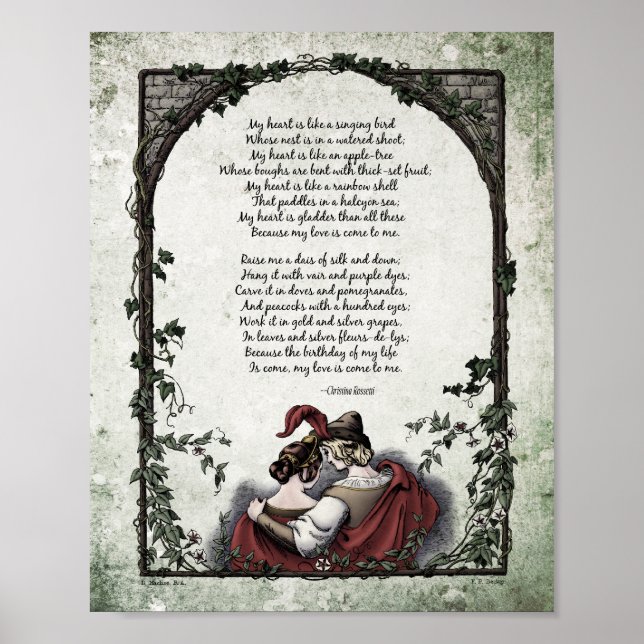 Rossetti "Kärlek" Victorian Art Dikt 8x10 Poster (Framsidan)