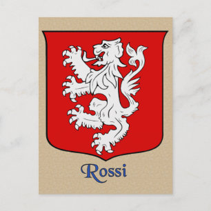 Rossi Family Heraldic Shield Vykort