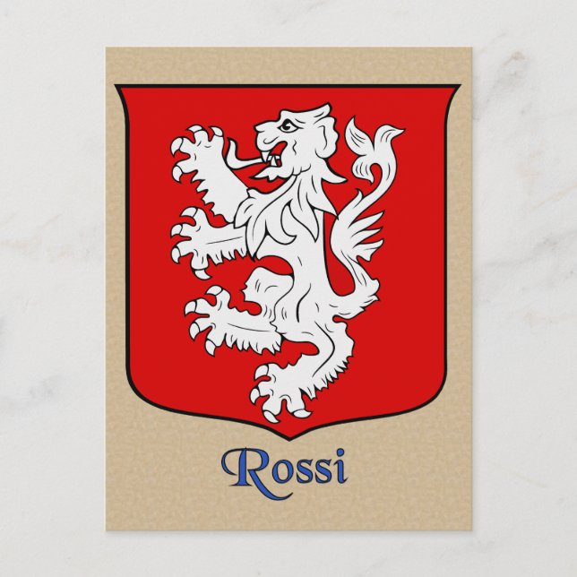 Rossi Family Heraldic Shield Vykort (Framsida)