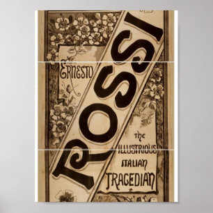 Rossi, "Italienska Tragedian" Retro Theater Poster