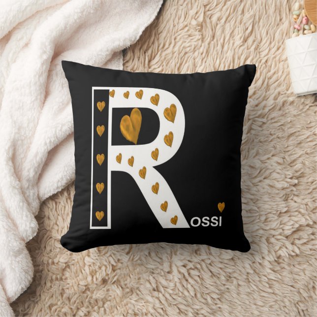 Rossi Kärlek III om Guld/White/Black Kudde (Filt)