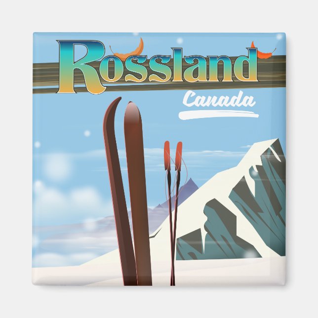 Rossland Kanada resaffisch. Magnet (Framsidan)