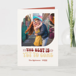 Rosso & Cream Champagne Retro Nyårsfoto Helgkort