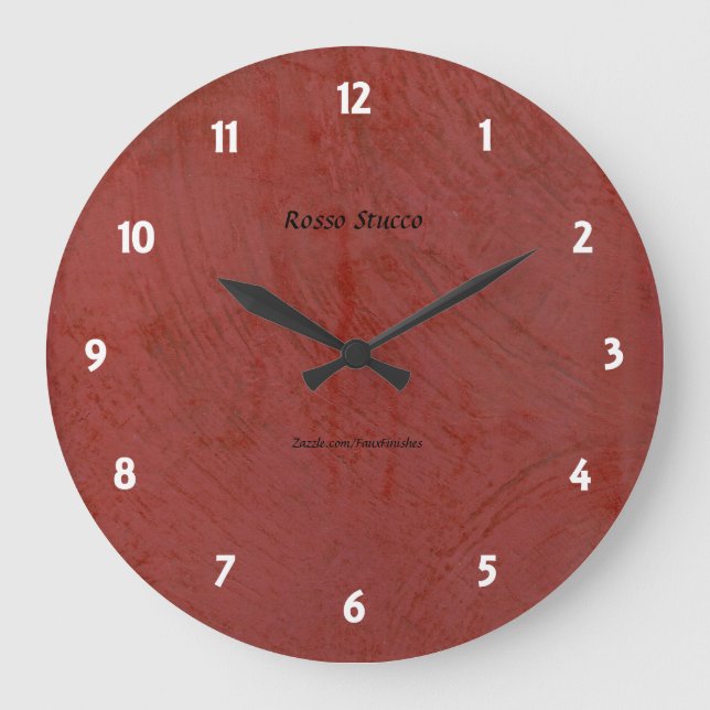 Rosso Stucco Faux Avslutar Round Wallwatch Stor Klocka (Framsida)