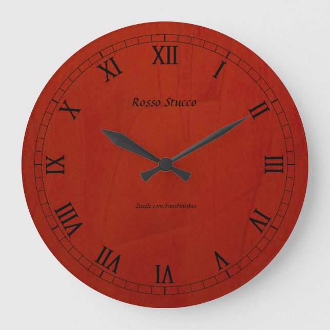 Rosso Stucco Faux Avslutar Round Wallwatch Stor Klocka (Framsida)