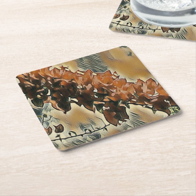 Rossträdskonst Underlägg Papper Kvadrat (Vinklad)