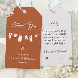 Rost Boho Elegant Tack Baby Shower Presentetikett
