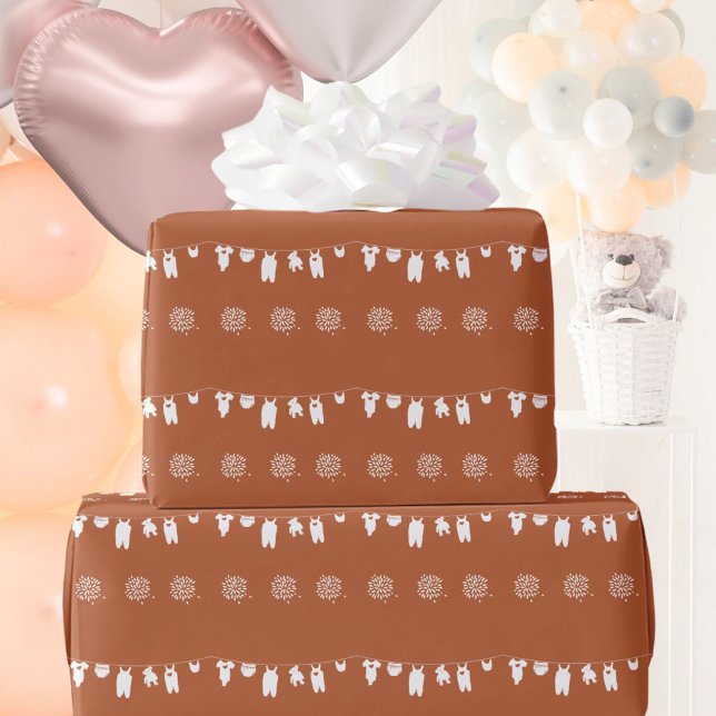 Rost Boho Minimalist Könsneutral Bebis-fest Presentpapper (Rust Boho Minimalist Gender Neutral Baby Shower Wrapping Paper ©Susanne Sachers - Sunny Mind 🌞)