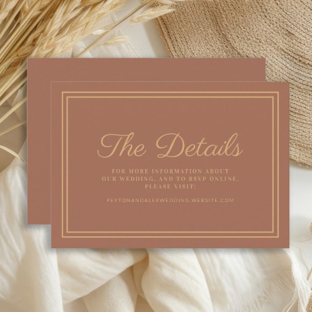 Rost Bränd Orange Bröllopsdetaljer  Tilläggskort (Terracotta/burnt orange wedding details card)