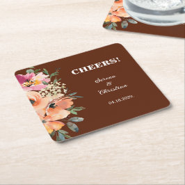 Rost Floral Glädje Underlägg Papper Kvadrat
