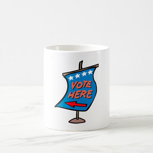 Röst här Riktnings skylt Kaffemugg (Skapare uppladdad)