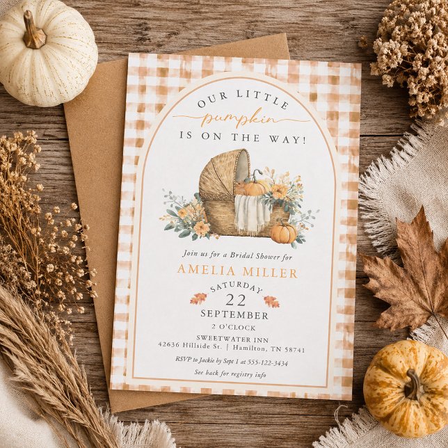 Rost Liten Pumpa på Väg Höst Bebis Shower Inbjudningar (Rust Little Pumpkin on the Way Autumn Baby Shower Invitation)