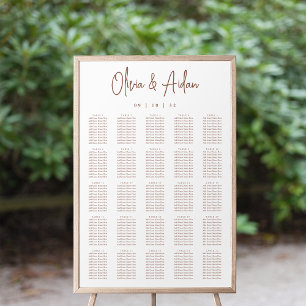 Rost Modern handskriven sittplatsplan för XL Brö Poster