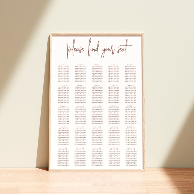 Rost | Modern handskriven sittplatsplan för XL Brö Poster (Skapare uppladdad)