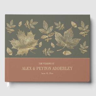 Rost Moss Grönt Guld Höst Bröllop Blad Bröllop Gästböcker