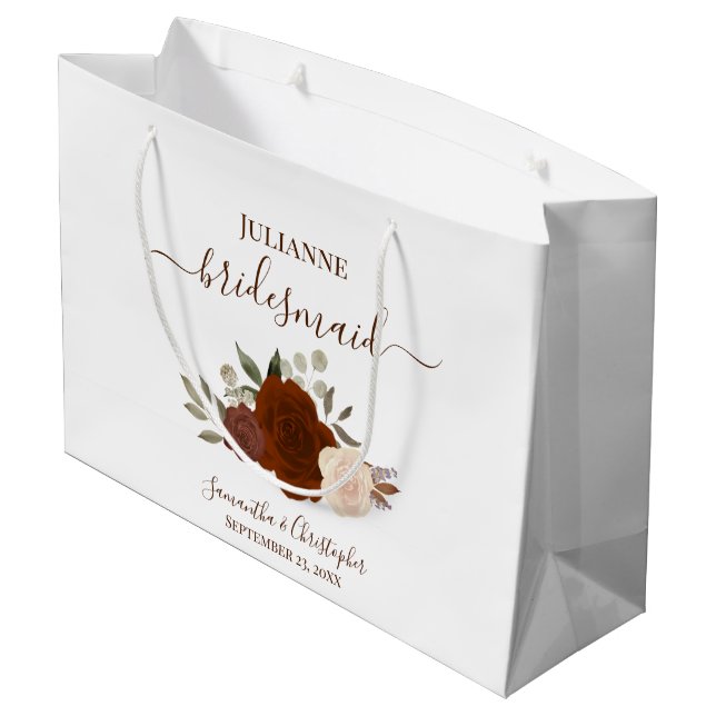Rost Orange Boho Rosor Brudtärna (Baksidan Vinklad)