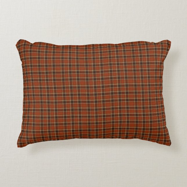 Rost Orange & Brun Tartan Rutigt Mönster  Prydnadskudde (Framsidan)