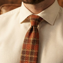 Rost Orange & Brun Tartan Rutigt Mönster Slips