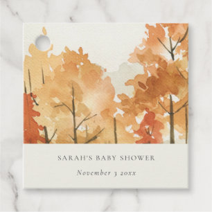 Rost Orange Gul Höst Träd Baby Shower Gåvor Etiketter