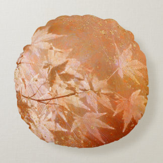 Rost Orange Höstlöv Och Guldaccents Rund Kudde