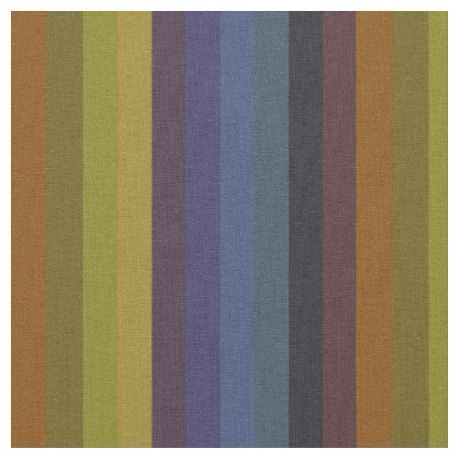Rost, Senap & Indigo Retro Ränder Tyg (Närbild)