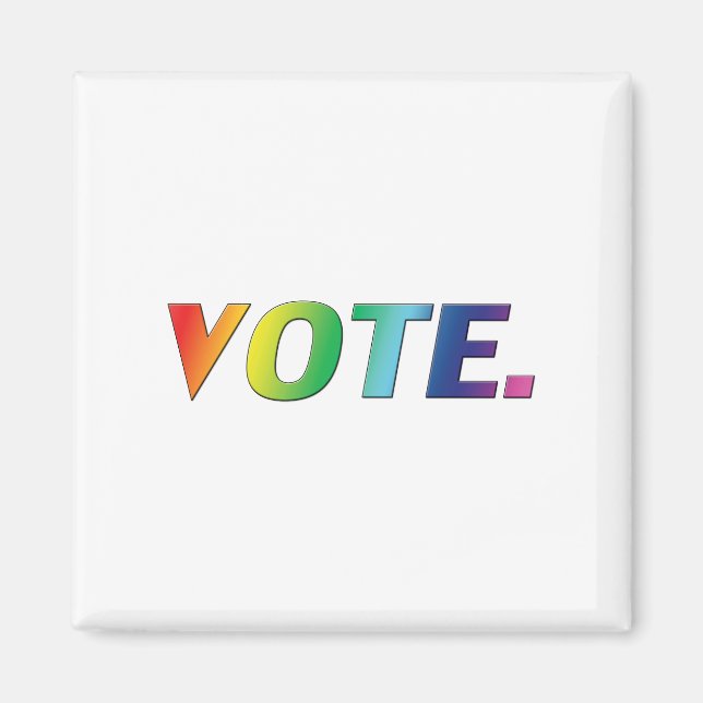 "röst" stolthet, lgbtq, lgbt regnbågsfärger vit magnet (Framsidan)