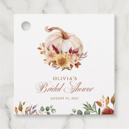 Rost Terrakotta Blommig Pampasgräs och Pumpa Gåvor Etiketter