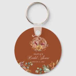 Rost Terrakotta Blommig Pampasgräs och Pumpa Nyckelring