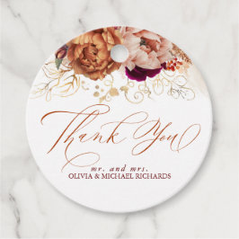 Rost Terrakotta Burgunder Röda Blommor Tack Gåvor Etiketter