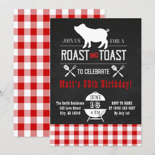 Rost & Toast Hog Roast Birthday Rustic Chalkboard Inbjudningar