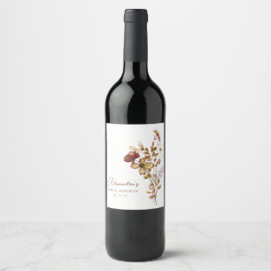 Rost Vildblomma Boho Bröllopsdusch Present Anpassa Vinflaska Etikett