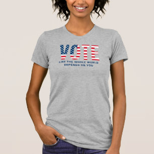 Rösta Amerikansk Flagga Grå Kvinnor Patriotisk T Shirt