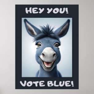 Rösta blå åsna, val, politik. poster
