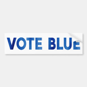 Rösta blå text med fet vattenfärg politisk bildekal