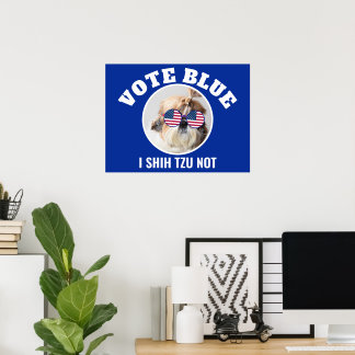 Rösta blåa demokrater USA flagga Shih Tzu Inte söt Poster