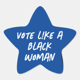 Rösta blått 2024 som en svart kvinnlig präst stjärnformat klistermärke