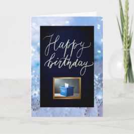 Rösta blått födelsedagskort kort