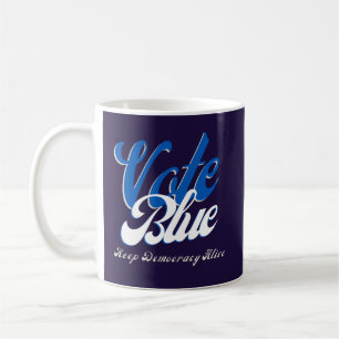 Rösta blått Retro Stil Ord Art Kaffemugg