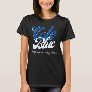 Rösta blått Retro Stil Ord Art T Shirt