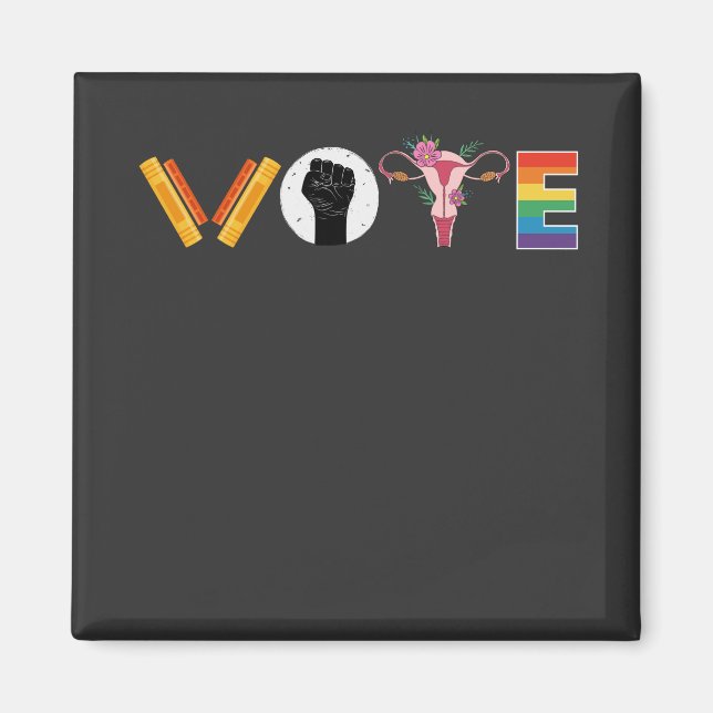 RÖSTA Böcker Livmoder HBTQ Stöd Magnet (Framsidan)