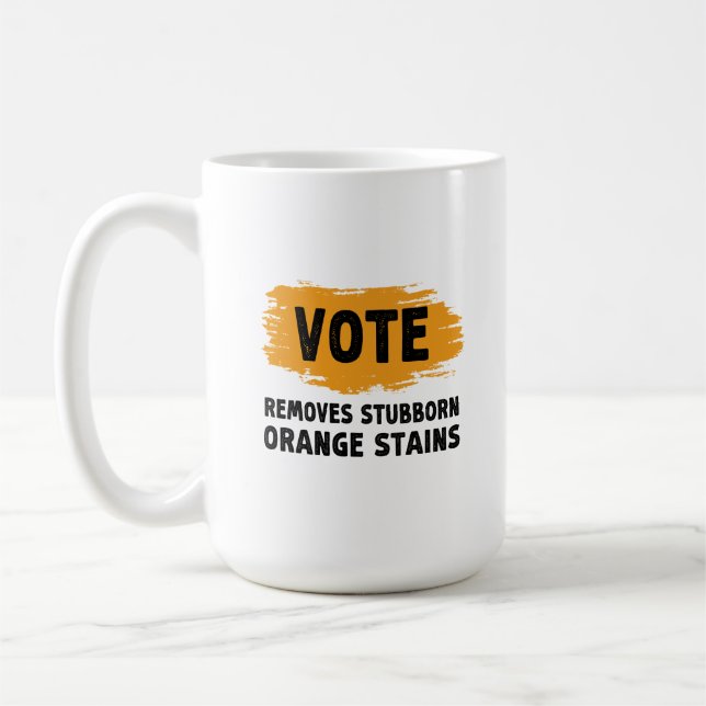 Rösta bort den envisa Orangen Stains Gift Kaffemugg (Vänster)