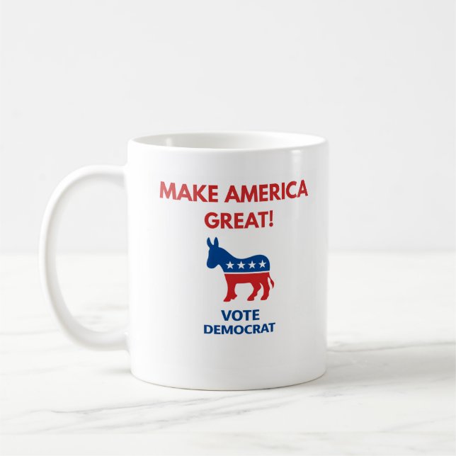 Rösta Demokrat Pro-Demokrati Kaffemug Kaffemugg (Vänster)