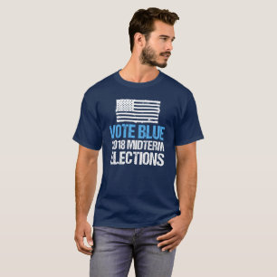 Rösta demokraten 2018 för blåttmitten på t shirt