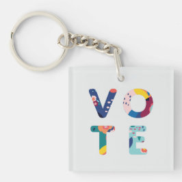 Rösta den moderna Blommönstret blå akryl-nyckelked