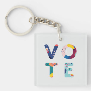 Rösta den moderna Blommönstret blå akryl-nyckelked