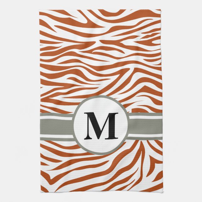 Rosta den röda Safarisebran med monogramen Kökshandduk (Vertikal)