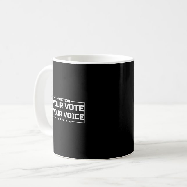 Rösta ditt röstvita teckensnitt kaffemugg (Framsida vänster)