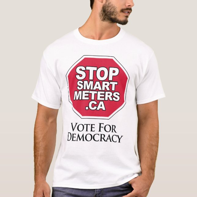 Rösta för demokrati - det smart stoppet mäter tee shirt (Framsida)