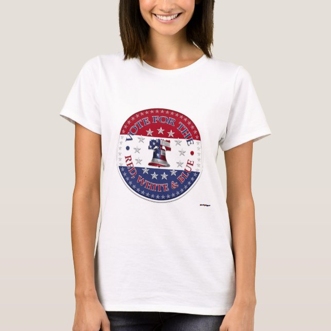 Rösta för den röda, vita blå frihetsklockan 13 & 5 t shirt (Framsida)