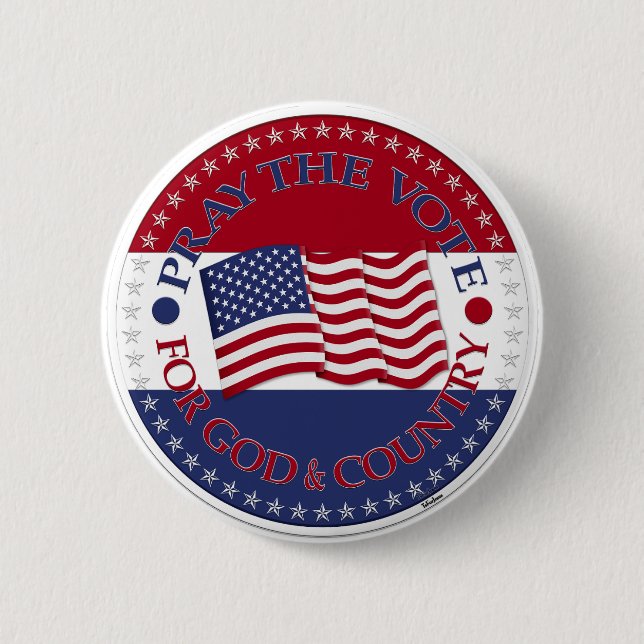 Rösta för Gud och Land med USA flagga Knapp (Framsida)